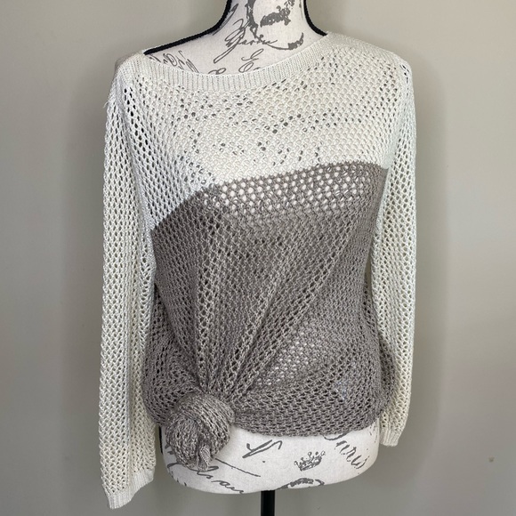 Apt. 9 Sweaters - Apt. 9 cream/tan open knit tunic sweater